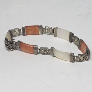 Sterling silver Good Fortune jade & MOP bracelet